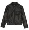 Avirex Black Leather Aviator Shirt Jacket