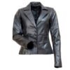 Button down-Women’s Black Leather Jacket