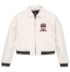 Cropped Women Icon White Avirex Bomber Leather Jacket