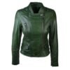 Dark Green Vintage Biker Women’s Leather Jacket - Image 2