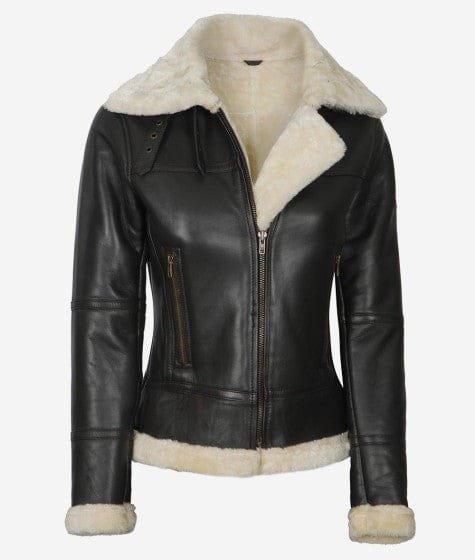 Frances-Womens-Brown-Shearling-Leather-B3-Bomber-Jacket Frances Womens Brown Shearling Leather B3 Bomber Jacket - Image 1