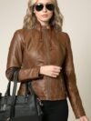 Lock and Love Women's Removable Hooded Leather Jacket Moto Biker Coat - Tan - Image 7
