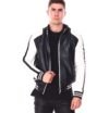 Men's Moto Colrblock Bomber Leather Jacket