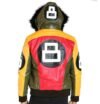 Men’s Tri Color 8 Ball Leather Jacket with Fur Hood - Image 4