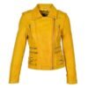 Modish Yellow Women’s Biker Leather Jacket