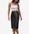 Renee Women’s Black Knee Length Leather Pencil Skirt - Image 3