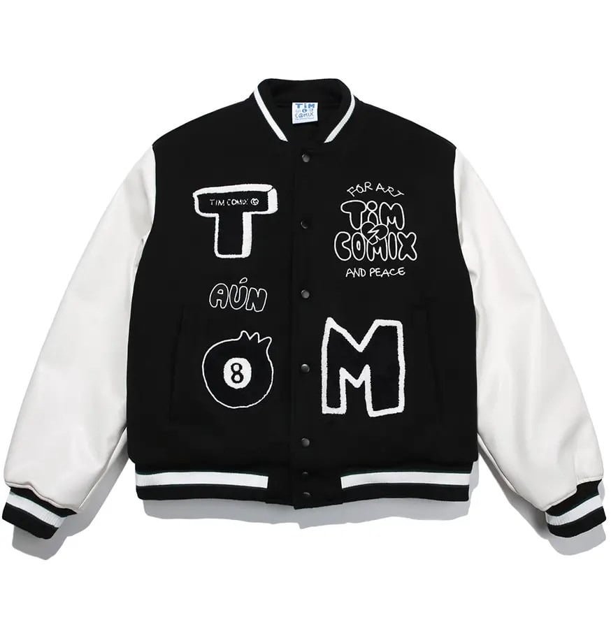 Timcomix-8-Ball-Varsity-Jacket-B Timcomix 8 Ball Varsity Jacket Black - Image 1