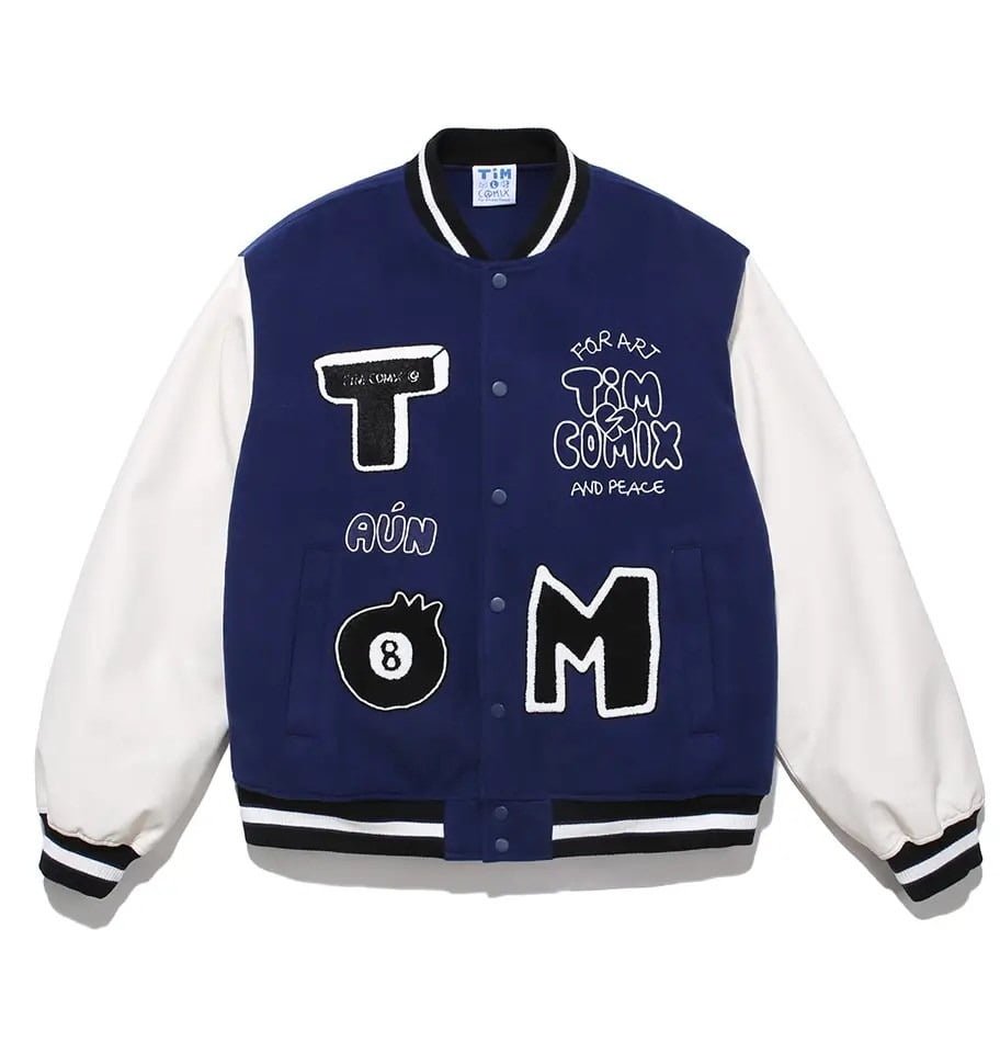 Timcomix-8-Ball-Varsity-Jacket-N Timcomix 8 Ball Varsity Jacket Navy - Image 1
