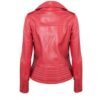 Women Red Elegant Biker Leather Jacket - Image 4