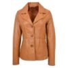 Women’s Classic Three Button Leather Blazer Ruth Tan