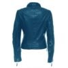 Women’s Classical Blue Elegant Leather Jacket - Image 2