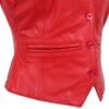 Women’s Leather Classic Buttoned Waistcoat Rita Red - Image 7