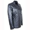 Women’s Real Leather Modern Jacket Zip Pockets Quilted ZINA Black - Image 4