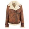 Women’s Sheepskin Aviator Cross Zip Pilot Jacket Lena Vintage