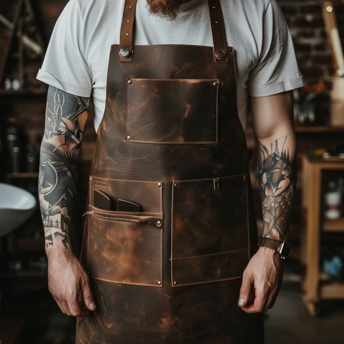 barberer-leather-bib BarberMaster Barber Leather Apron - Image 1