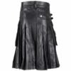 Men Black Leather Kilt