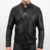 Mens Cafe Racer Biker Leather Jacket
