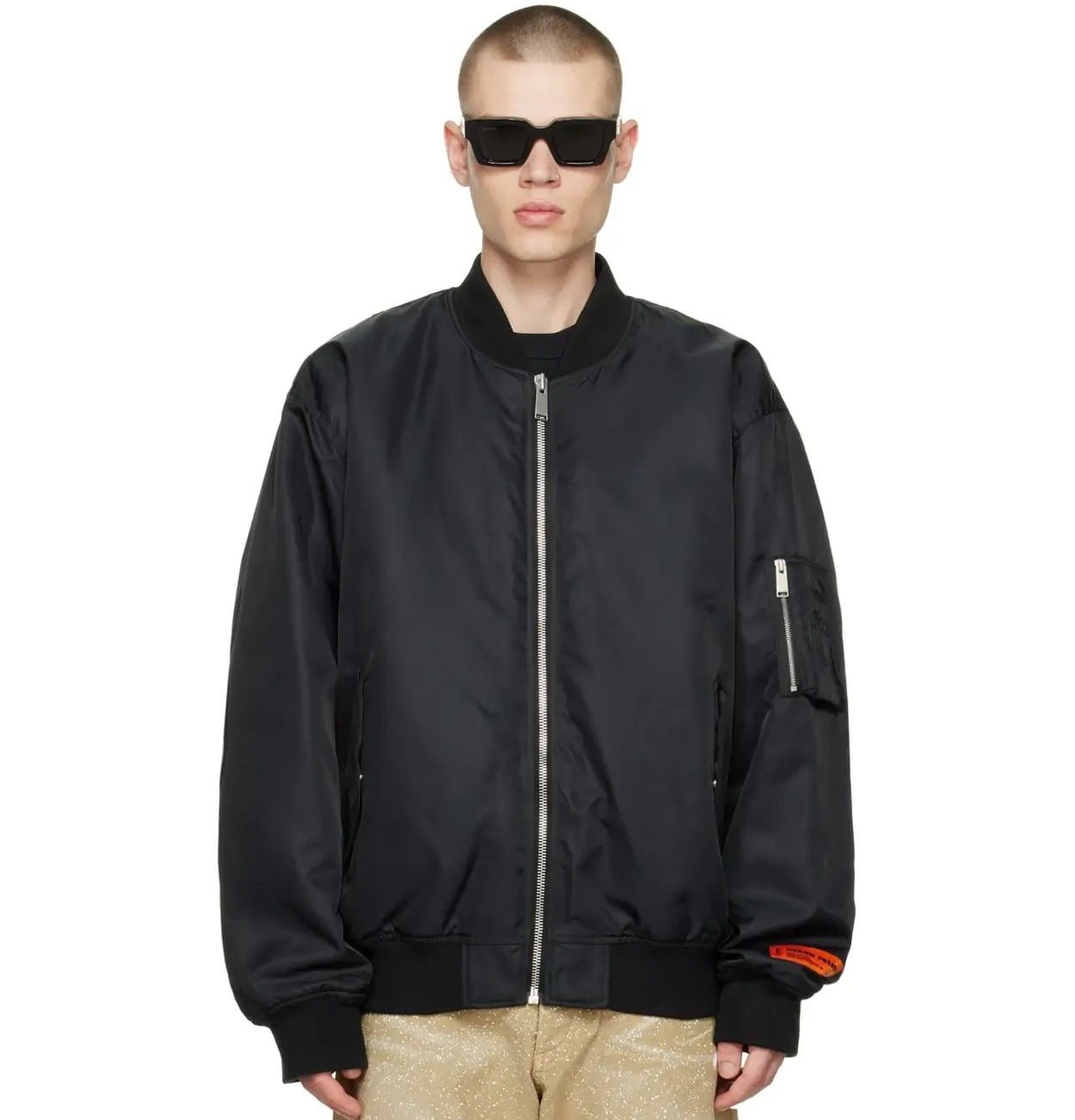 heron-preston-black-8-ball-bombe (2) 8 Ball Black Nylon Bomber Jacket - Image 1