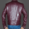 Elegant Burgundy Men Leather Jacket - Image 2