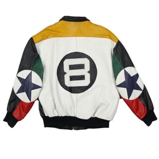 Unisex 8 Ball Color Blocked Leather Jacket - Image 1