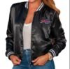 Ardella Buffalo Bills Black Satin Bomber Jacket
