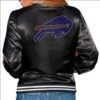 Ardella Buffalo Bills Black Satin Bomber Jacket - Image 2