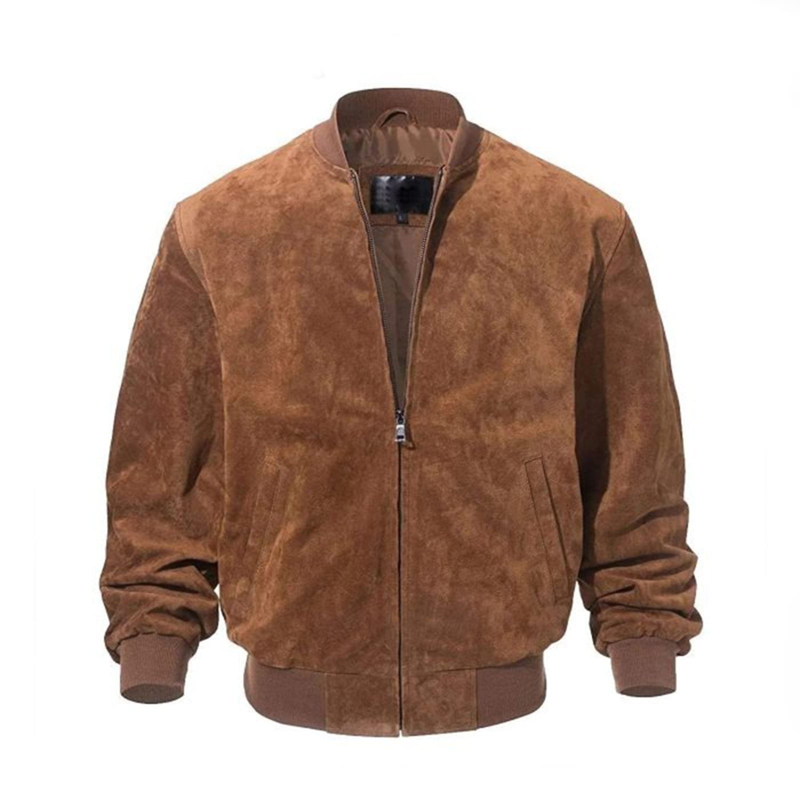 rrrr Mens Vintage Leather Baseball Bomber Jacket - Image 1