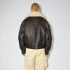 Women Dark Brown RAF Aviator Sheepskin Shearling Leather Jacket - Image 2