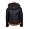 Women's Black Hooded B3 Flying Sheariling Jacket - Image 2
