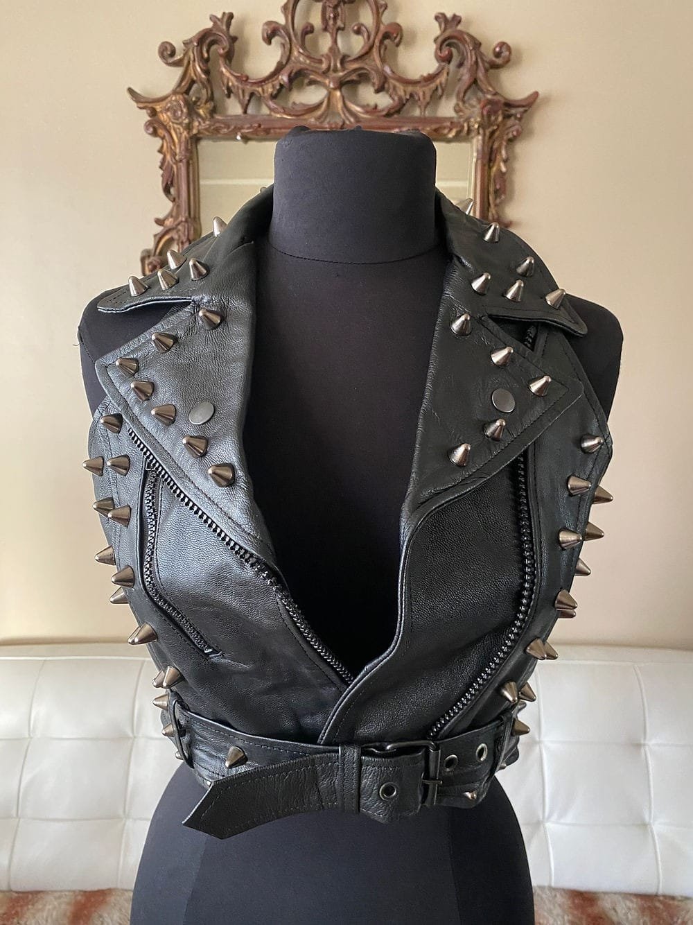 Black Studded Spiked Motorcycle Vest Black Studded Spiked Motorcycle Vest - Image 1