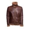 Phan's Brown Aviator bomber shearling jacket with a waist belt - Image 3