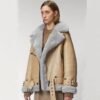 Women RAF Aviator Styled Lambskin Shearling Leather Jacket - Image 2
