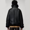Black Women B3 RAF Aviator Styled Sheepskin Shearling Leather Jacket - Image 2