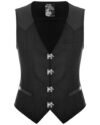 Punk Rave Mens Vest Waistcoat Black Gothic Steampunk Victorian VTG Faux Leather
