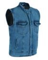 Denim Waistcoat Motorbike Rustic Biker Motorcycle Vest Cut Distressed Club - Image 3