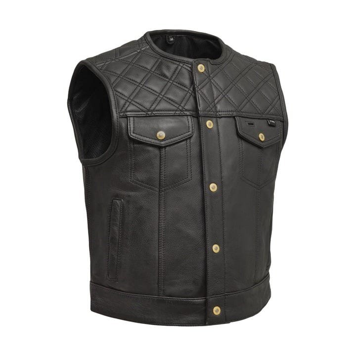 Shell Shock Men's Premium Leather Motorcycle Vest