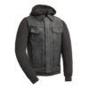 Kent Men's Leather Vest with Hoodie for Bikers